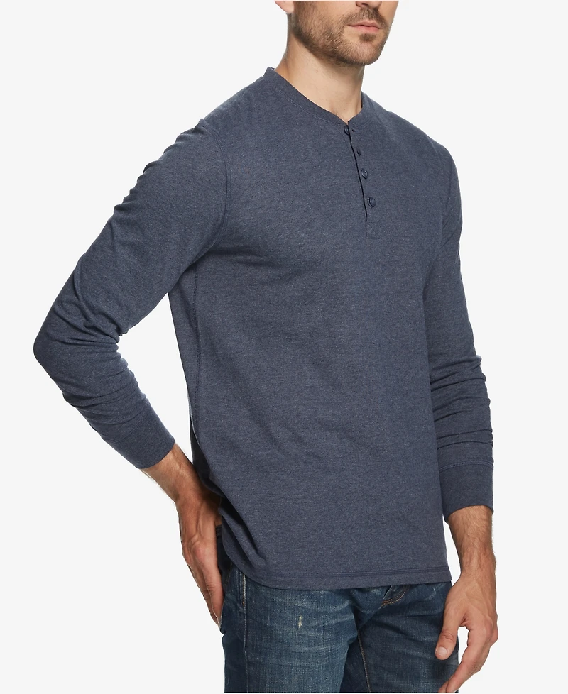 Weatherproof Vintage Men's Long Sleeve Brushed Jersey Henley T-shirt