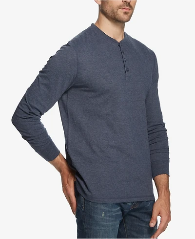 Weatherproof Vintage Men's Long Sleeve Brushed Jersey Henley T-shirt