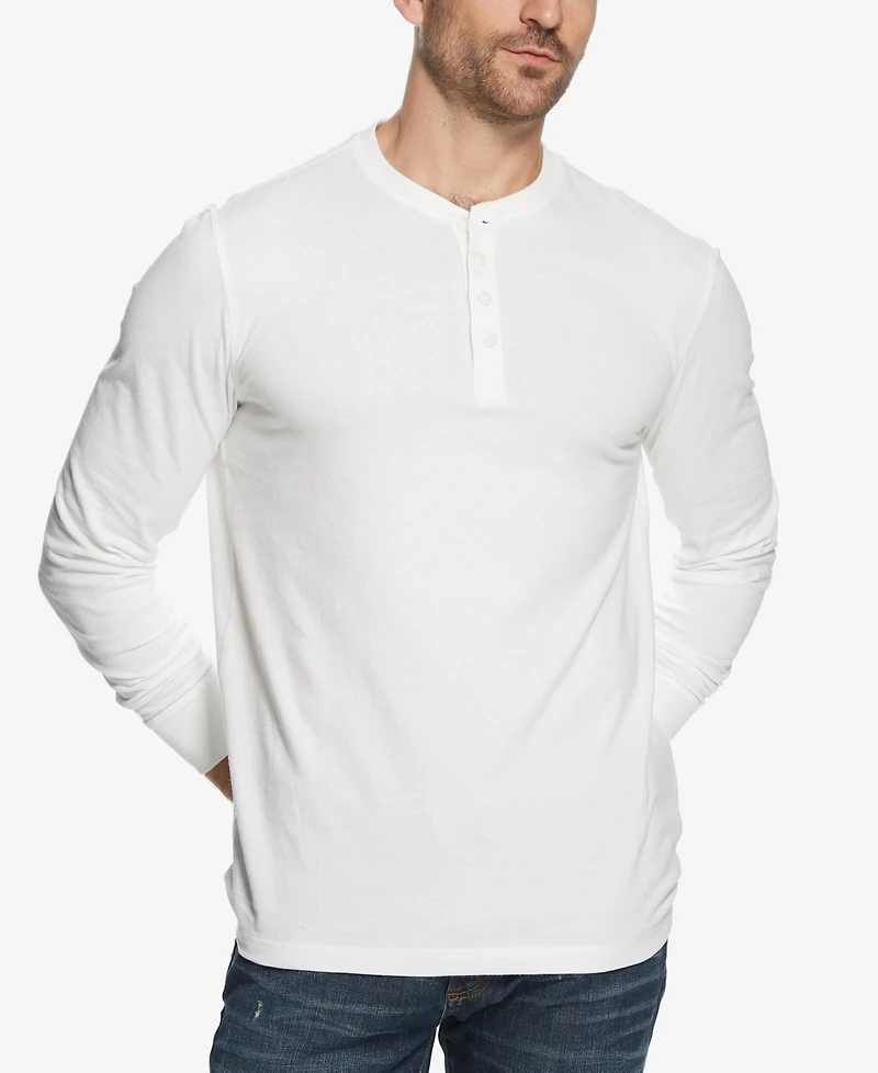Weatherproof Vintage Men's Long Sleeve Brushed Jersey Henley T-shirt