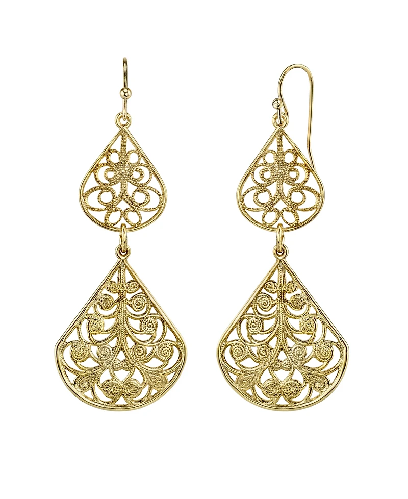2028 Gold-Tone Filigree Drop Earrings