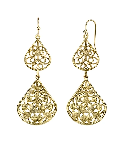 2028 Gold-Tone Filigree Drop Earrings