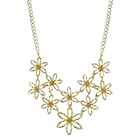 2028 Gold-Tone Flower Bib Necklace 16" Adjustable