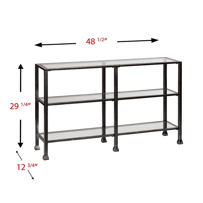 Metal/Glass 3-Tier Console Table
