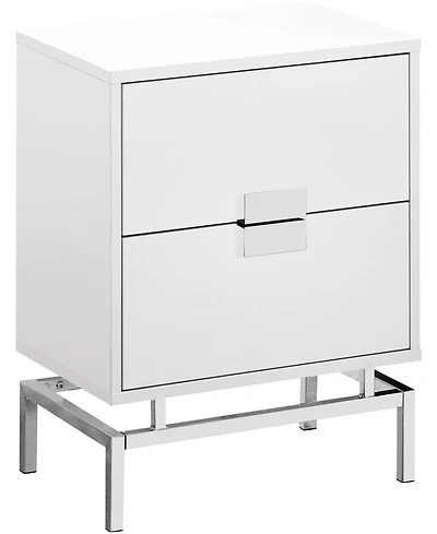 Monarch Specialties Chrome Metal 24" Accent Table in Glossy White