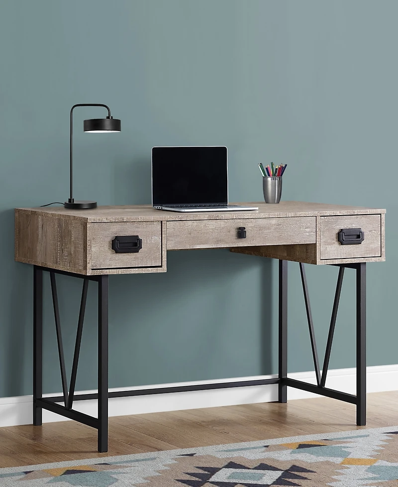 Monarch Specialties Wood Grain 48"L Computer Desk in Taupe