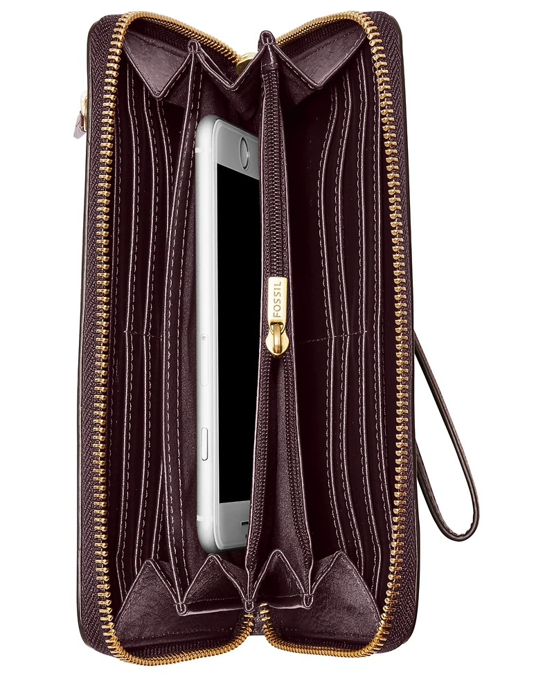 Fossil Logan Leather Zip Around Clutch Wallet
