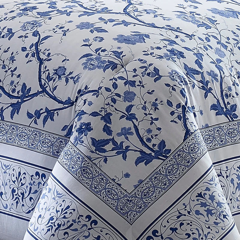Laura Ashley Charlotte Cotton Reversible 3 Piece Comforter Set, Twin