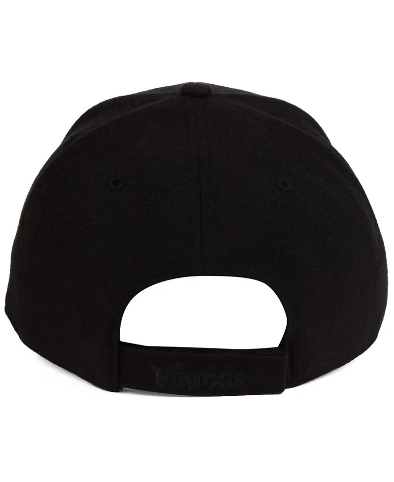 '47 Brand Minnesota Vikings Black & Black Mvp Strapback Cap