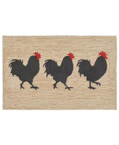 Liora Manne Front Porch Indoor Outdoor Roosters Neutral Area Rugs