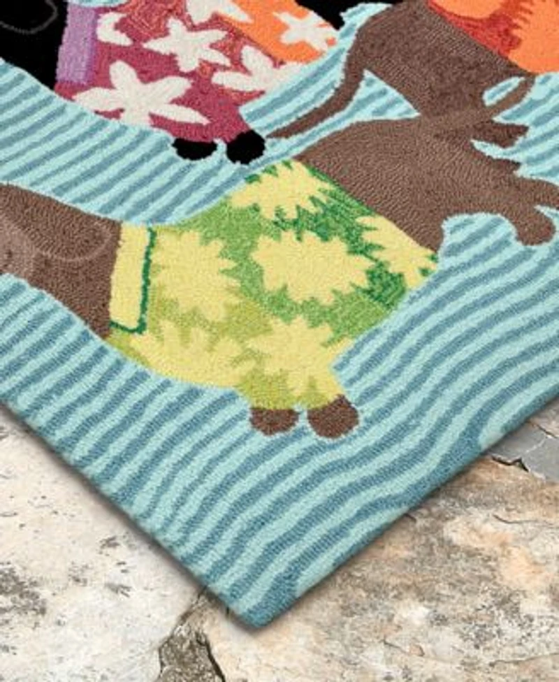 Liora Manne Front Porch Indoor Outdoor Tropical Hounds Multi Area Rugs