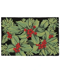 Liora Manne Front Porch Indoor/Outdoor Hollyberries Black 2' x 3' Area Rug