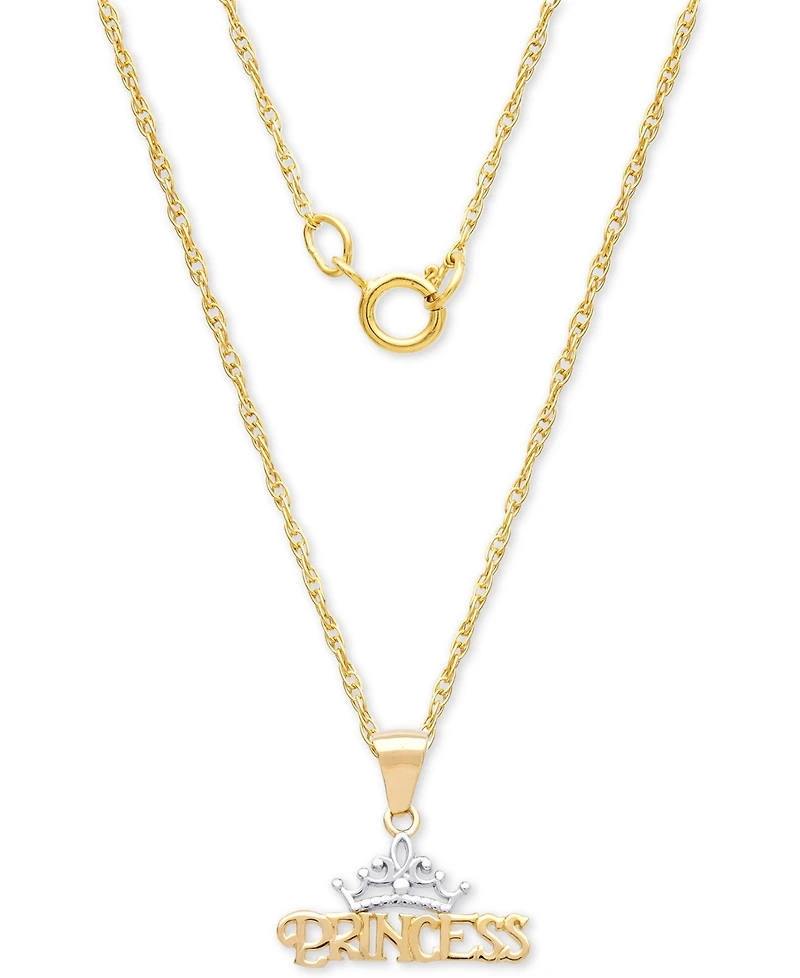 Disney Children's Princess Tiara 15" Pendant Necklace in 14k Gold