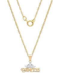 Disney Children's Princess Tiara 15" Pendant Necklace in 14k Gold