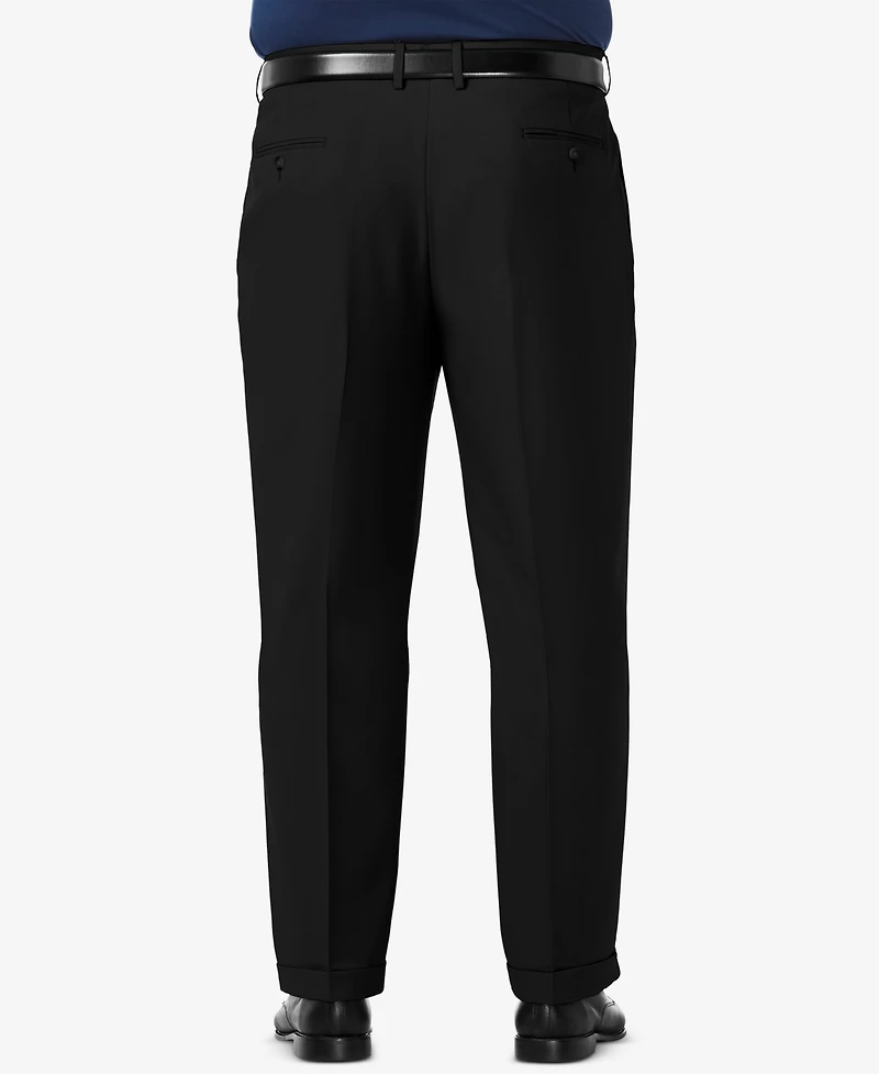 Haggar Men's Big & Tall Premium Comfort Stretch Classic-Fit Solid Pleated Dress Pants