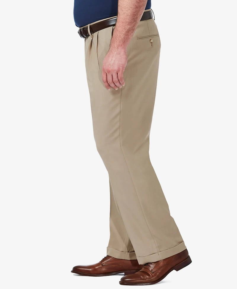 Haggar Men's Big & Tall Premium Comfort Stretch Classic-Fit Solid Pleated Dress Pants