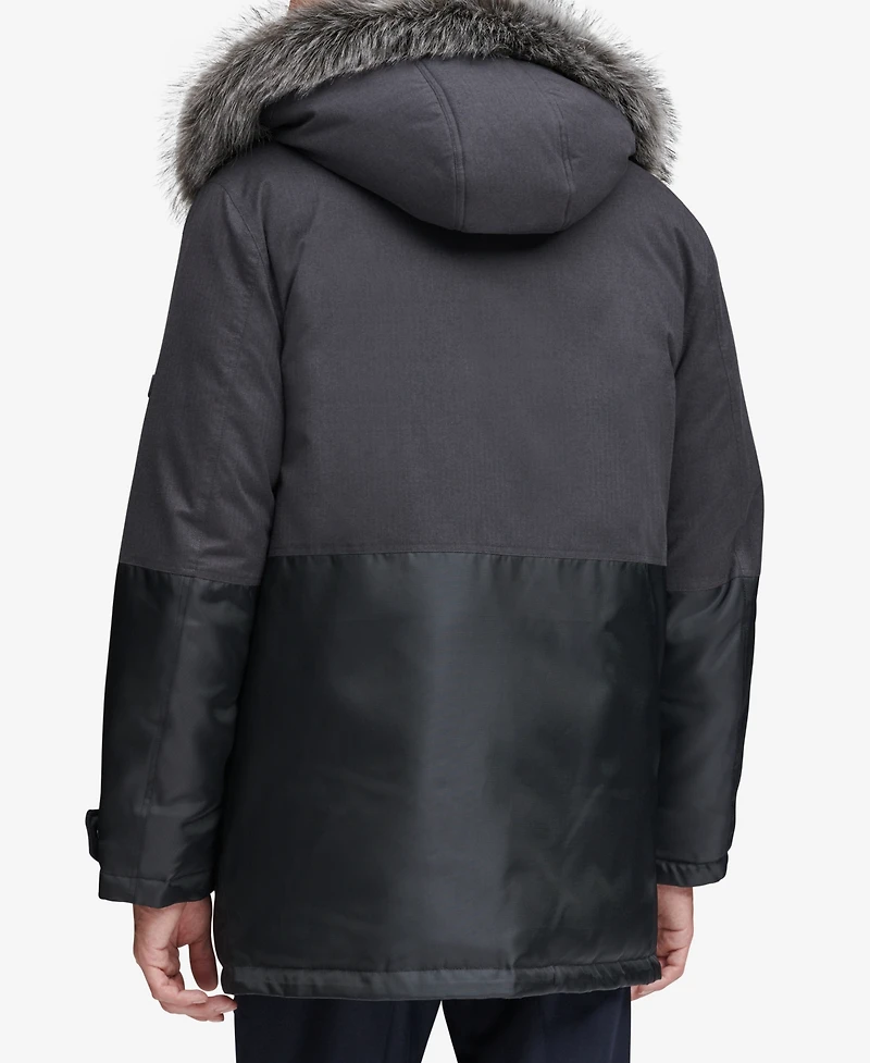 Marc New York Men's Mixed-Media Parka with Removable Hood