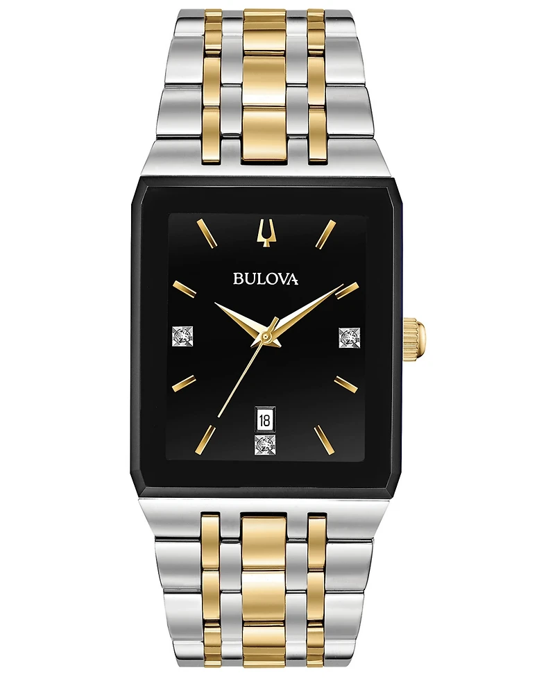 Bulova Men's Diamond-Accent Two-Tone Stainless Steel Bracelet Watch 30.5x45mm, Created for Macy's