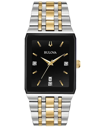 Bulova Men's Diamond-Accent Two-Tone Stainless Steel Bracelet Watch 30.5x45mm, Created for Macy's