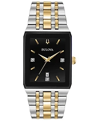 Bulova Men's Diamond-Accent Two-Tone Stainless Steel Bracelet Watch 30.5x45mm, Created for Macy's