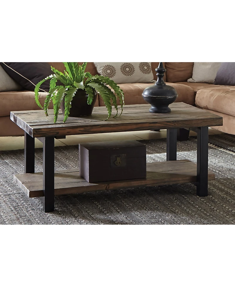 Pomona 42" Metal and Wood Coffee Table