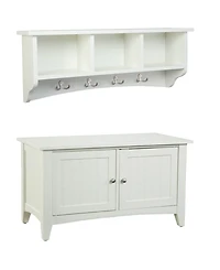 Shaker Cottage Storage Coat Hook with Cabinet Bench Set