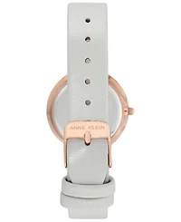 Anne Klein Women's Light Gray Leather Strap Watch 32mm