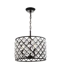 Jonathan Y Gabrielle 16" Crystal,Metal Led Pendant Oil-Rubbed