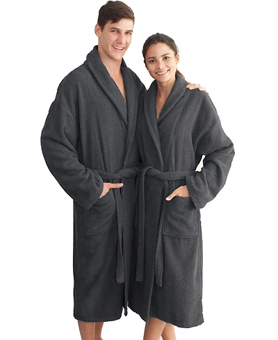 Linum Home Unisex Herringbone Weave Bath Robe