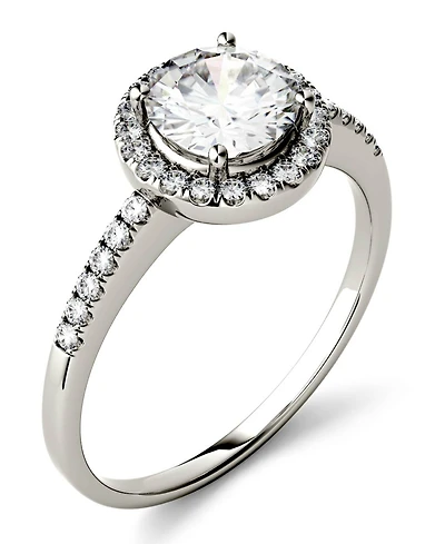 Moissanite Round Halo Ring (1-1/3 ct. t.w. Diamond Equivalent) 14k Gold or White Rose