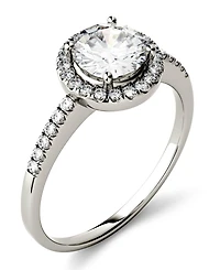 Moissanite Round Halo Ring (1-1/3 ct. t.w. Diamond Equivalent) 14k Gold or White Rose