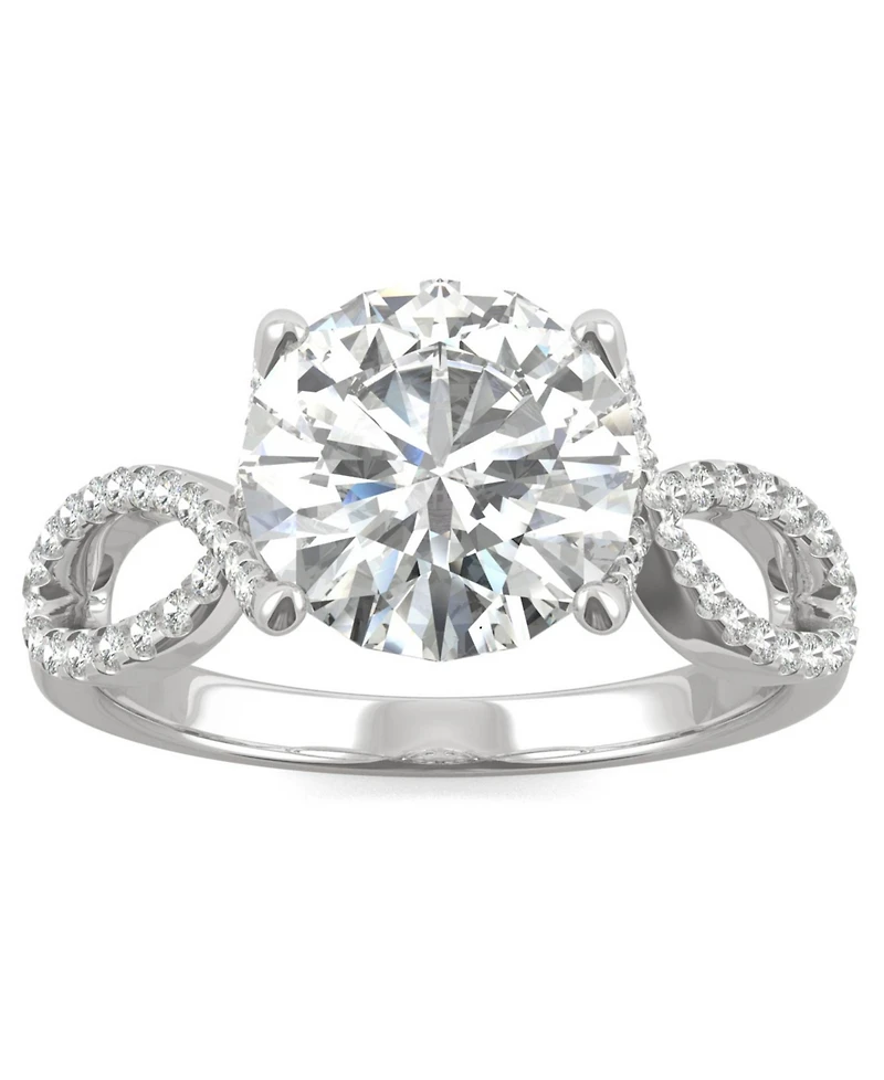 Moissanite Round Twisted Shank Ring (2-9/10 ct. tw. Diamond Equivalent) 14k White Gold