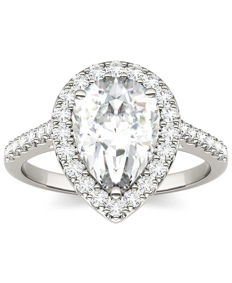 Moissanite Pear Halo Ring (2-5/8 ct. tw. Diamond Equivalent) in 14k White Gold