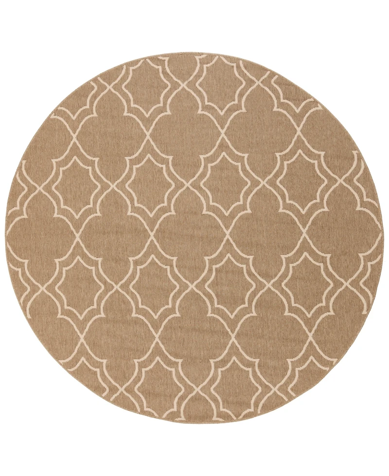 Livabliss Alfresco Alf-9587 Camel 7'3" Round Area Rug, Indoor/Outdoor