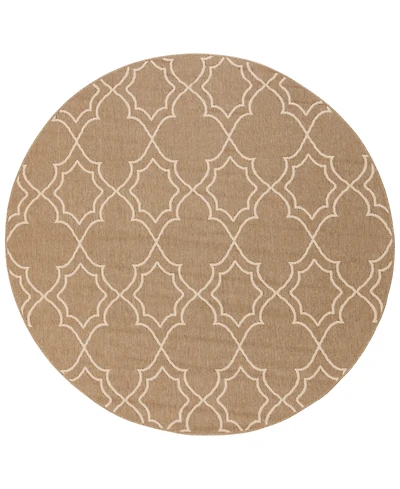 Livabliss Alfresco Alf-9587 Camel 5'3" Round Area Rug, Indoor/Outdoor