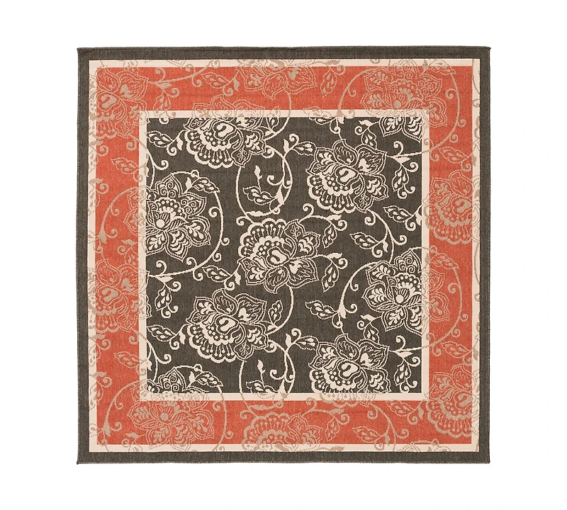 Livabliss Alfresco Alf-9592 Black 7'3" Square Area Rug, Indoor/Outdoor