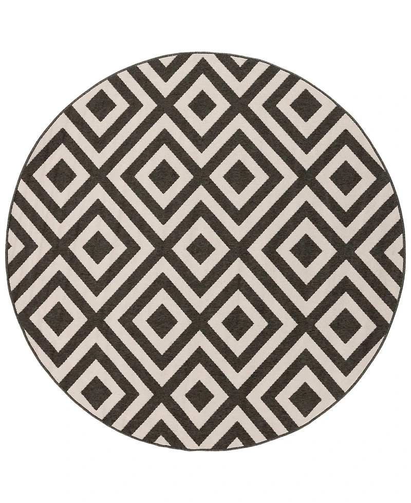 Livabliss Alfresco Alf-9639 Black 8'9" Round Area Rug, Indoor/Outdoor