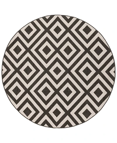 Livabliss Alfresco Alf-9639 Black 8'9" Round Area Rug, Indoor/Outdoor