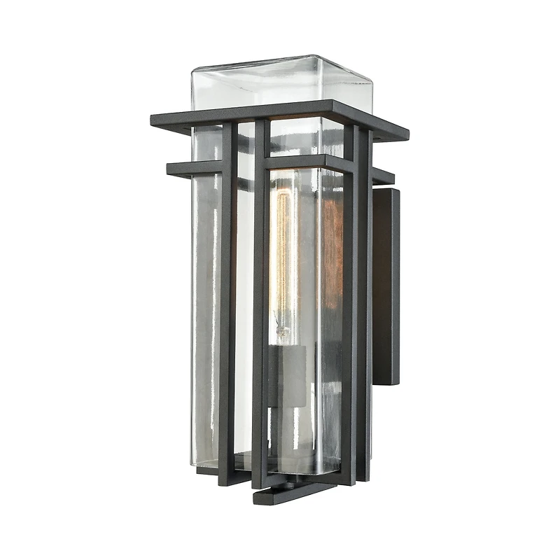 Croftwell 1 Light Outdoor Wall Sconce in Textured Matte Black with Clear Glass