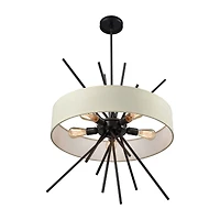 Xenia 5 Light Chandelier in Oil Rubbed Bronze with Beige Fabric Shade