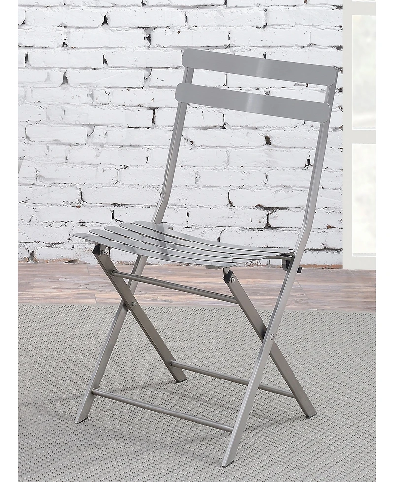 Closeout Mina Stainless Steel Folding Chair (Set of 2)