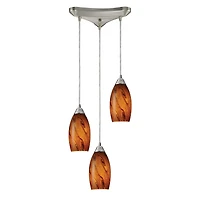 Galaxy 3-Light Brown Pendant in Satin Nickel