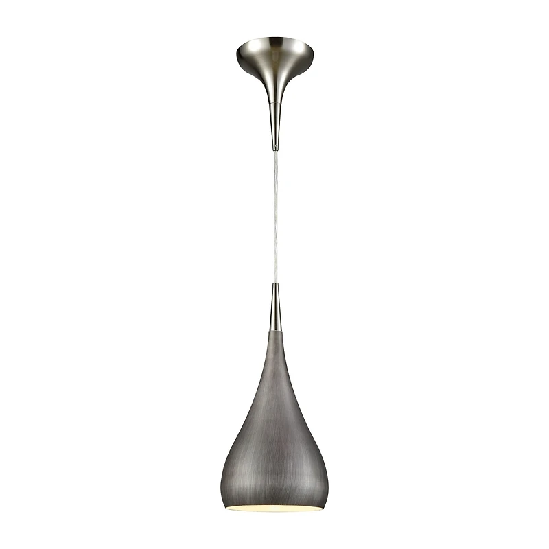 Lindsey 1 Light Pendant in Satin Nickel with Weathered Zinc Shade