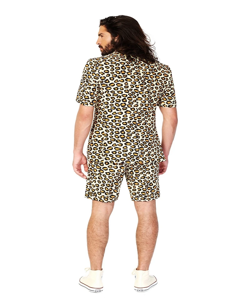 OppoSuits Men's Summer Suit - Animal Print Outfit Slim Fit Includes Short Sleeved Blazer Shorts and Tie