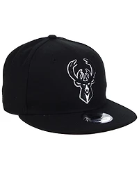 New Era Milwaukee Bucks Black White 9FIFTY Snapback Cap