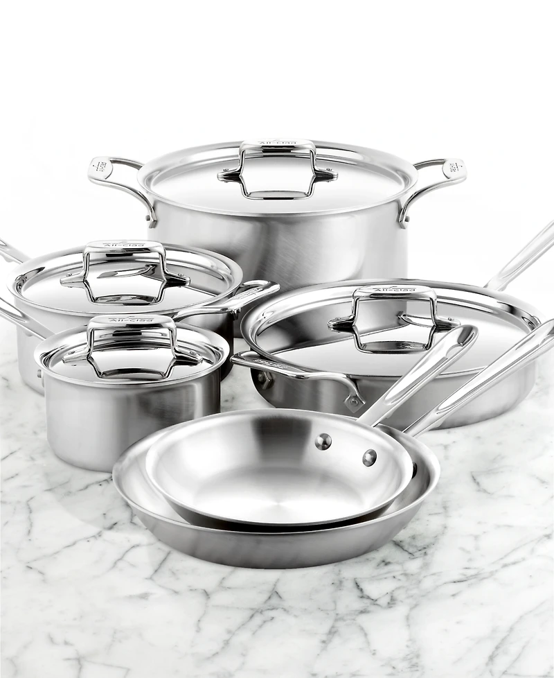 All-Clad D5 Brushed Stainless Steel Cookware Set, 10 Piece Set