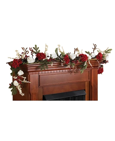 Nearly Natural 72" Hydrangea w/ White Roses Garland