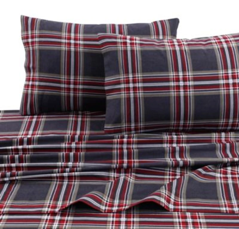 Tribeca Living Heritage Plaid 5 Ounce Flannel Printed Extra Deep Pocket Sheet Sets