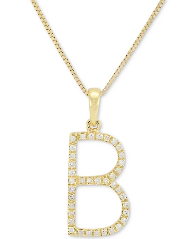 Diamond (1/10 ct. t.w.) Initial Pendant Necklace in 10k Gold, 16" + 2" extender