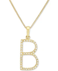 Diamond (1/10 ct. t.w.) Initial Pendant Necklace in 10k Gold, 16" + 2" extender