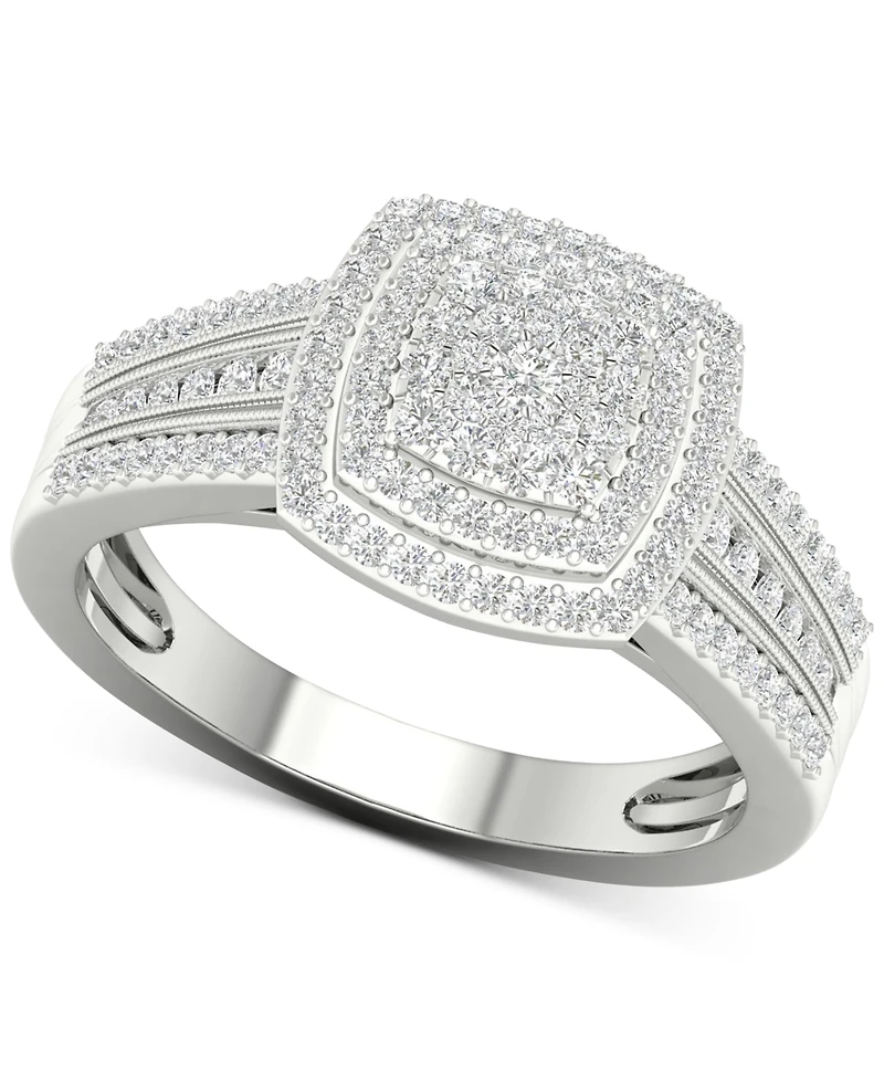 Diamond Cluster Ring (1/2 ct. t.w.) Sterling Silver